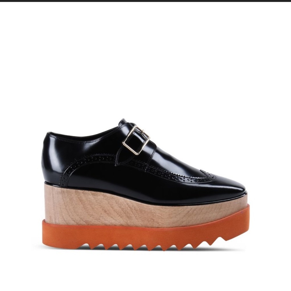 Stella McCartney Black Patent Faux Leather Platform Size 36